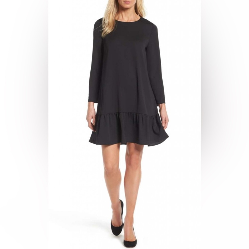 BANANA REPUBLIC Black Long Sleeve Ruffle Hem Dress size 4